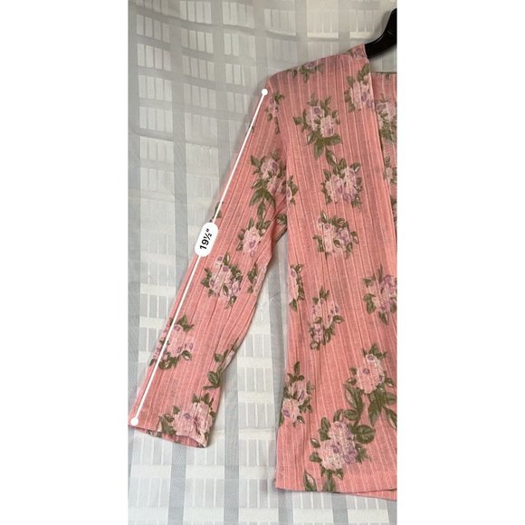 women self esteem vest/ top size m long sleeve color pink orange floral - Picture 4 of 12